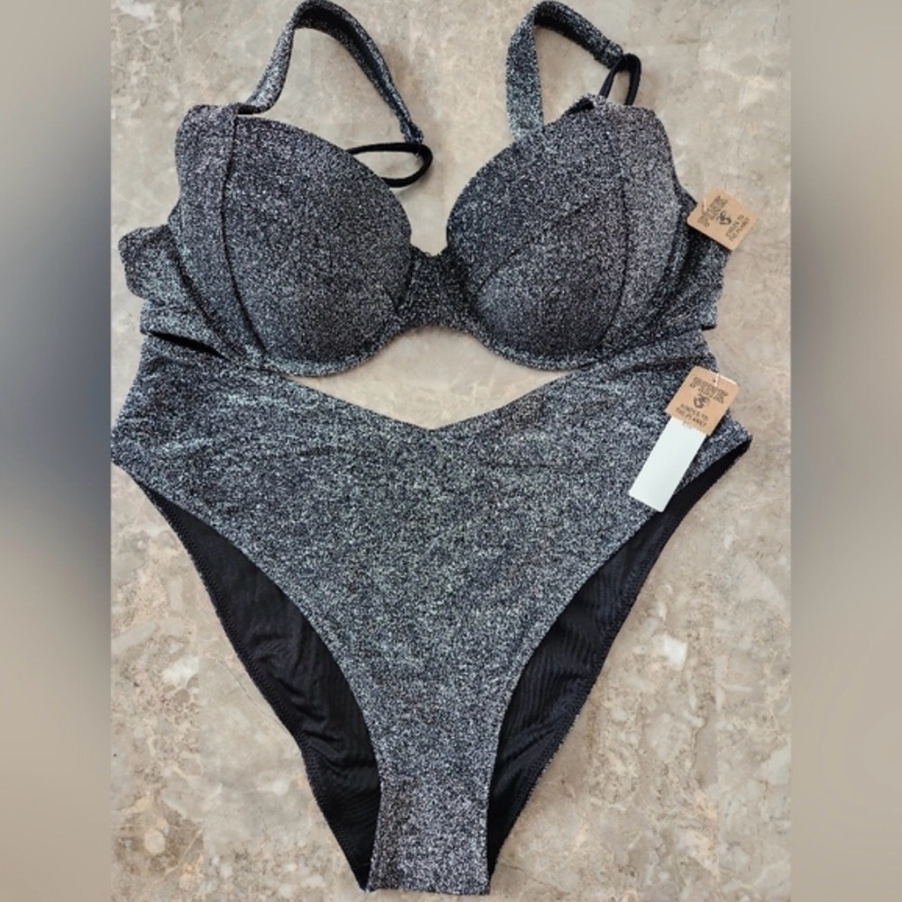 NWT Victoria's Secret 3 piece shimmer swim set